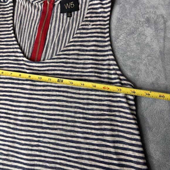Anthropology W5 Sz L Striped Sleeveless Tank Top Blue Zip Back Knit Hi-Low Tunic - Picture 11 of 13
